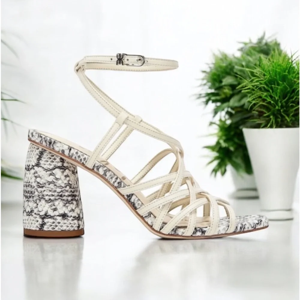 SAM EDELMAN Sandals Heels Daffodil Size 7 White Cream Gray Straps FAST SHIP - Picture 9 of 9